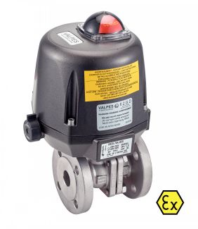 Vanne à boule 2 pièces à brides ISO avec actionneur électrique ATEX IP68 positionneur