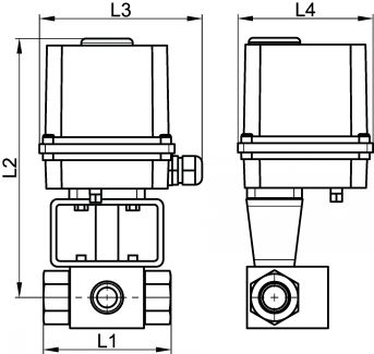 Vanne HP 3 voies F/F/F - actionneur électrique - Schéma