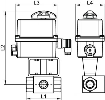 Vanne HP 3 voies F/F/F - actionneur électrique - Schéma