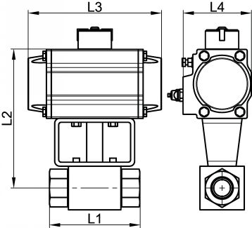 Vanne HP 2 voies F/F - vérin pneumatique alu - Schéma