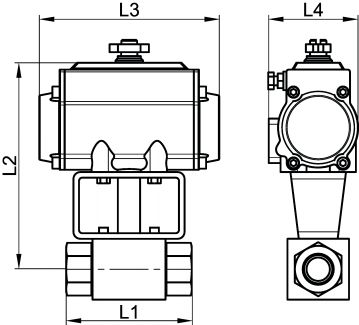 Vanne HP 2 voies F/F - vérin pneumatique inox - Schéma