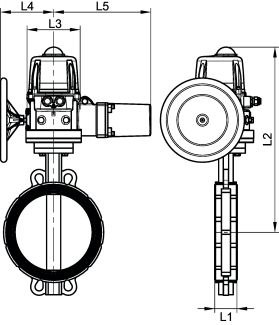 Butterfly valve with cast iron body - stainless steel butterfly - epdm gasket (58419) with ip68 electric actuator (50844) (Schema #3)