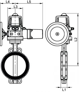 Butterfly valve with cast iron body - stainless steel butterfly - nbr gasket (58412) with failsafe ip68 electric actuator (50845) (Schema #3)