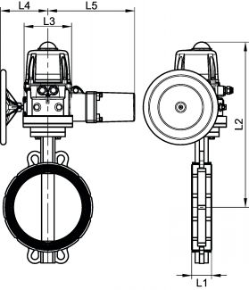 Vanne papillon à oreilles de centrage corps et papillon inox - joint fkm avec actionneur électrique ip68 (Diagrama #3)