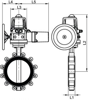 Butterfly valve with cast iron body and stainless steel butterfly - fkm gasket (58453) with failsafe ip68 electric actuator (50845) (Schema #3)