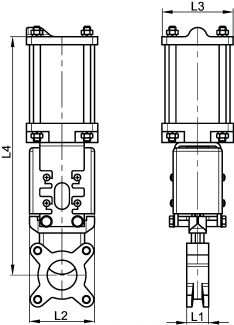 Vanne à guillotine avec vérin pneumatique alu - Schéma