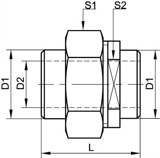 Schéma raccord union lisse lisse DN25 au DN100