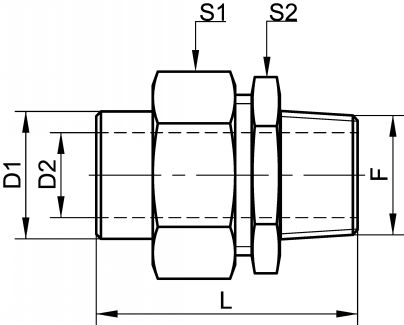 Raccord union lisse mâle DN6 au DN20 - Schéma