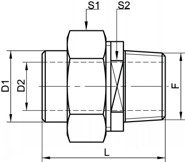 Schéma raccord union lisse mâle DN25 au DN100