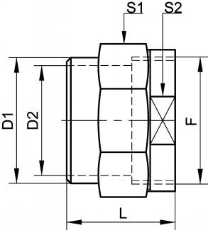 Schéma raccord union lisse femelle DN65 au DN100