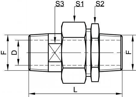 Raccord union mâle mâle DN6 au DN20 - Schéma