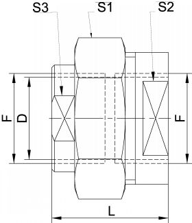 Schéma raccord union femelle / femelle DN25 au DN100