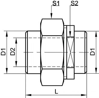 Schéma raccord union lisse lisse DN25 au DN50