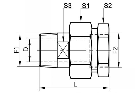 Raccord union mâle femelle DN8 au DN50 - Schéma