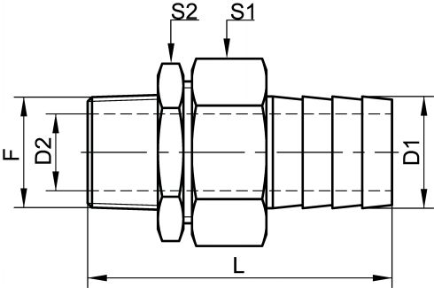 Raccord union mâle cannelé DN8 au DN50 - Schéma