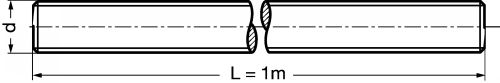 Threaded rod - length : 1m - stainless steel a4-80 - din 976 inox a4-80 - din 976 (Schema)