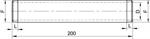 Mamelon cylindrique - Longueur 200 mm - Schéma