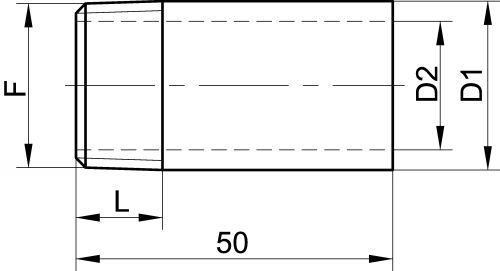 Embout mâle - Longueur 50 mm - Schéma