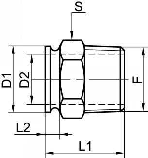 Mamelon hexagonal à souder pour flexible - Schéma