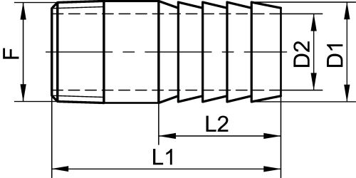 Adaptateur cylindrique mâle / cannelé - Schéma