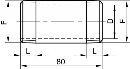 Mamelon cylindrique - Longueur 80 mm - Schéma