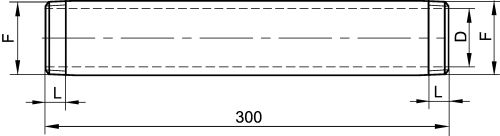 Mamelon cylindrique - Longueur 300 mm - Schéma