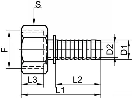 Embout femelle avec collerette - Schéma