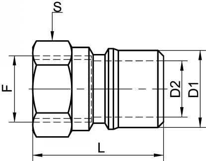Coupleur mâle à passage libre - Schéma