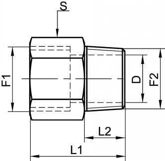 Adaptateur femelle Gaz conique / mâle NPT - Schéma