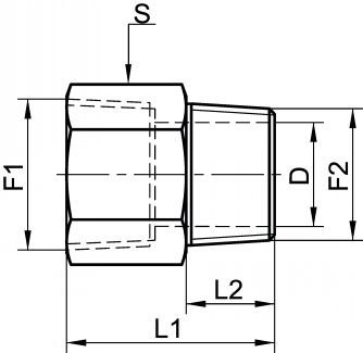 Adaptateur femelle NPT / mâle Gaz conique - Schéma