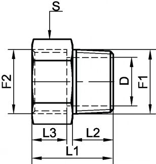 Adaptateur Mâle gaz conique / Femelle Gaz cylindrique - Schéma