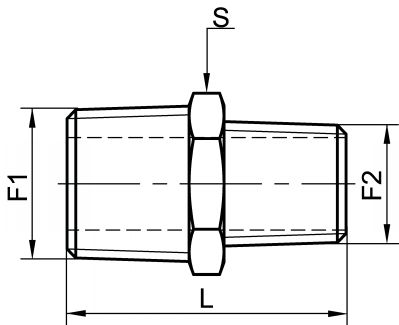 Réduction hexagonale mâle - mâle filetage NPT - Schéma