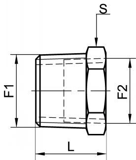 Réduction hexagonale mâle - femelle filetage NPT - Schéma