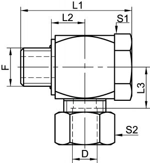 Coude orientable "Banjo" avec joint FKM - Schéma