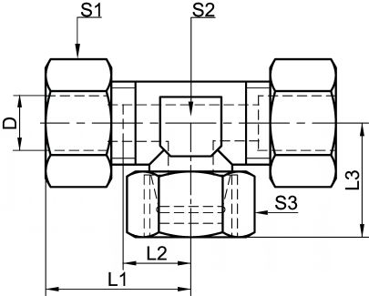 Té orientable DKO 24° avec joint FKM - Schéma