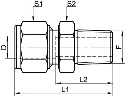 Union mâle filetage conique - Schéma