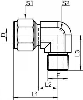 Coude mâle filetage conique - Schéma