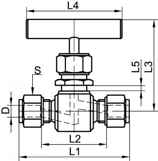 Vanne pointeau raccordement double bague - Schéma