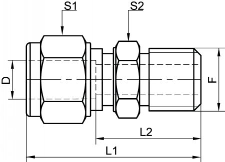 Union mâle filetage cylindrique - Schéma