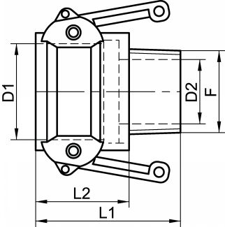 Coupleur mâle filetage Gaz conique type B - Schéma