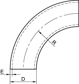 Coude ISO 5D à 90° sans soudure - Schéma