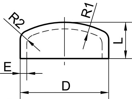 Fond bombé ISO épaisseur 3 mm - Schéma