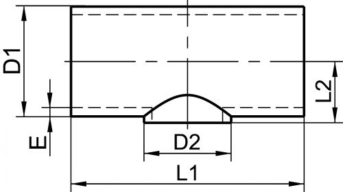 Té ISO réduit sans manchette épaisseur 2 mm - Schéma