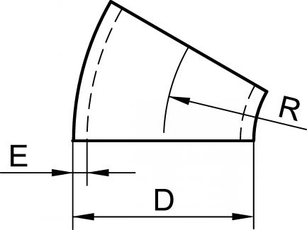 Coude ISO à 30° roulé soudé - Schéma