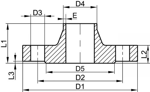 Bride à collerette ISO type 11B Schedule 10S - Schéma