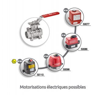 Vanne 3 pièces à souder SW avec platine ISO - motorisations électriques