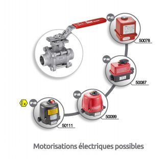 Vanne 3 pièces à souder BW avec platine ISO - motorisations électriques