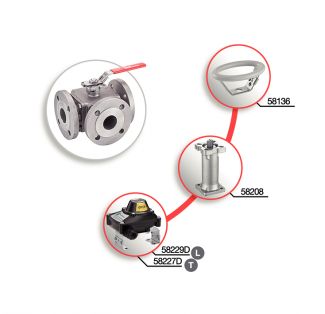 Vanne 3 voies à brides avec platine ISO - accessoires associés