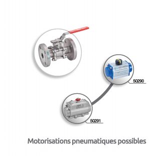 Vanne 3 pièces à brides avec platine ISO - motorisations pneumatiques
