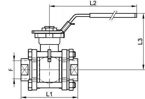 Vanne 5 pi&egrave;ces femelle / femelle GAZ avec platine ISO - Sch&eacute;ma